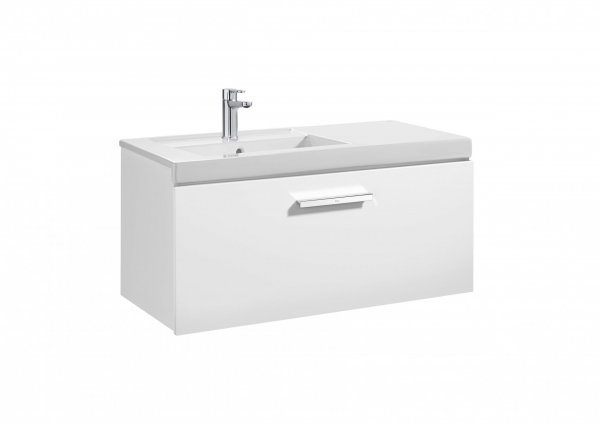 Roca Prisma Gloss White 900mm Basin & Unit with 1 Drawer - Left Hand