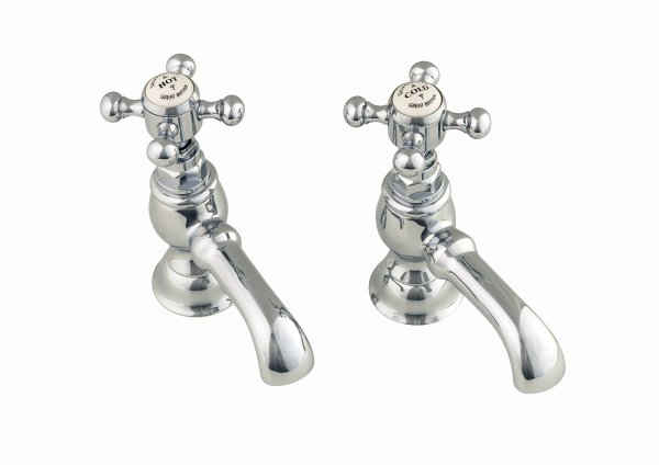 Silverdale Victorian Bath Pillar Taps - Chrome