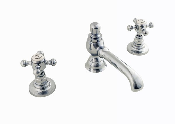 Silverdale Victorian 3 Tap Hole Basin Mixer with Pop-Up Waste - Chrome