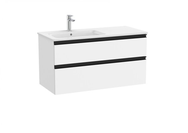 Roca The Gap Matt White 1000mm 2 Drawer Vanity Unit with Left Hand Basin