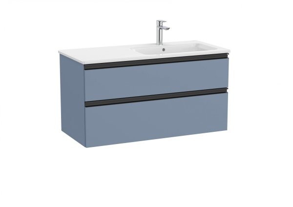 Roca The Gap Matt Blue 1000mm 2 Drawer Vanity Unit with Right Hand Basin