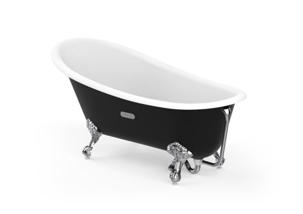 Roca Carmen Black 1600 x 800mm Freestanding Cast Iron Bath