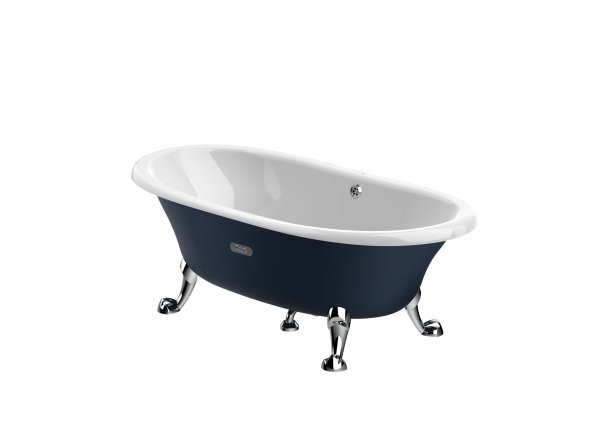 Roca Eliptico 1700 x 850mm Freestanding Cast Iron Bath - Navy Blue