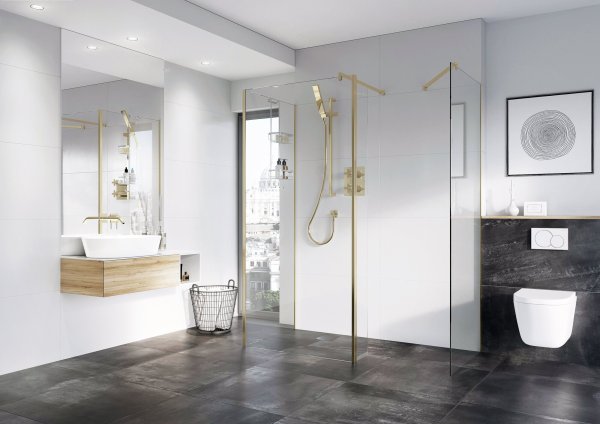 Roman Haven Select 1100mm Wetroom Panel (8mm) - Brushed Brass