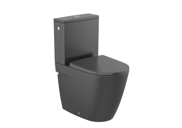 Roca Ona Compact Close Coupled Back-to-Wall Rimless Toilet - Matt Black