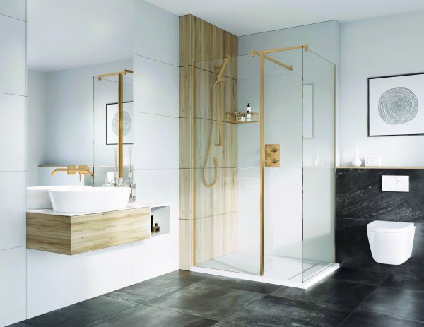 Roman Haven Select 300mm Pivot Deflector Panel (10mm) - Brushed Bronze