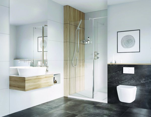 Roman Haven Select 400mm Pivot Deflector Panel (10mm) - Brushed Nickel