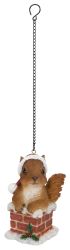 Christmas Squirrel in Chimney Hanging Decoration H8cm - Vivid Arts BG-HC76-G