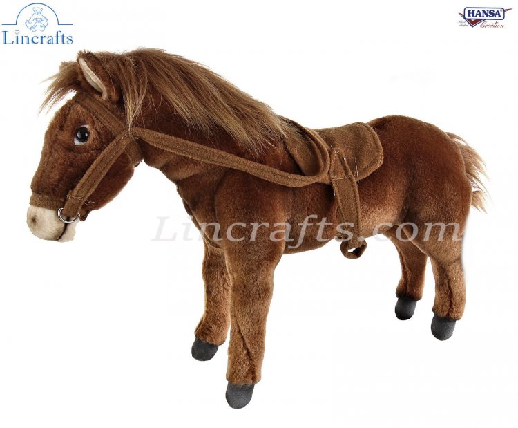 Soft Toy Brown Horse with Saddle Bridle by Hansa 37cm 5811 Sparkle