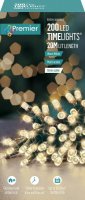 Premier Decorations Timelights Battery Operated Multi-Action 200 LED with Green Cable - Warm White