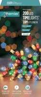Premier Decorations Timelights Battery Operated Multi-Action 200 LED with Green Cable - Multicoloured