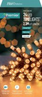 Premier Decorations Timelights Battery Operated Multi-Action 24 LED with Green Cable - Vintage Gold
