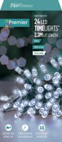 Premier Decorations Timelights Battery Operated Multi-Action 24 LED with Green Cable - White