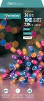 Premier Decorations Timelights Battery Operated Multi-Action 24 LED with Green Cable - Rainbow