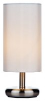 Dar Tico Touch Table Lamp Satin Chrome with Ivory Shade