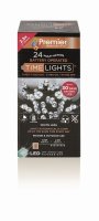 Premier Decorations Timelights Battery Operated Multi-Action 24 LED with Green Cable - White