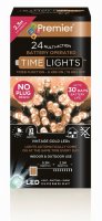 Premier Decorations Timelights Battery Operated Multi-Action 24 LED with Green Cable - Vintage Gold