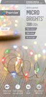 Premier Decorations MicroBrights Battery Operated Multi-Action Lights with Timer 200 LED on Silver Wire - Multicoloured